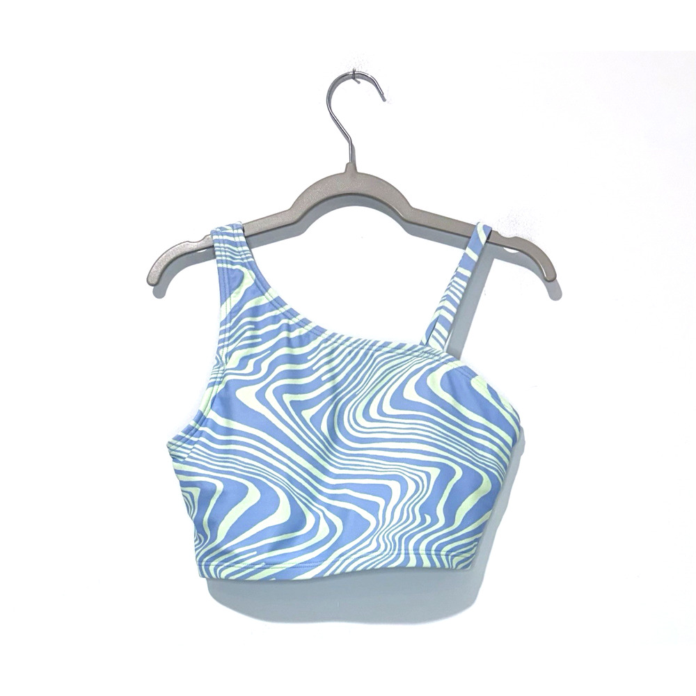 Athleta Girl Shoreside Longline Bikini Top L 12 Levander Green Crew Neck